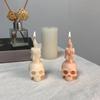 3D Skull Candle Mold Halloween Skeleton Head Holding Candles Silicone Molds