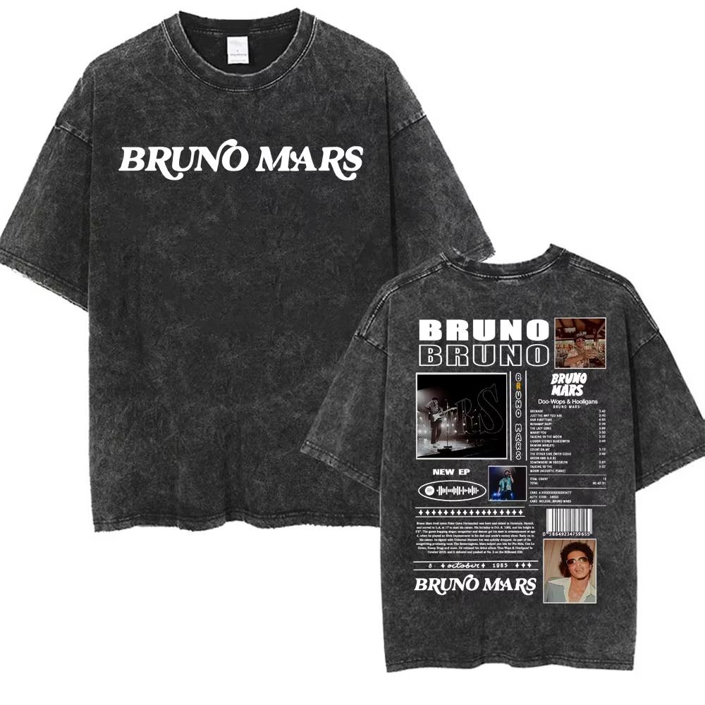 Bruno Mars The Romantic Tour 2026 Vintage Washed T Shirt Men Women Fashion Hip Hop Pop Music T-shirt Summer Casual Cotton Tshirt