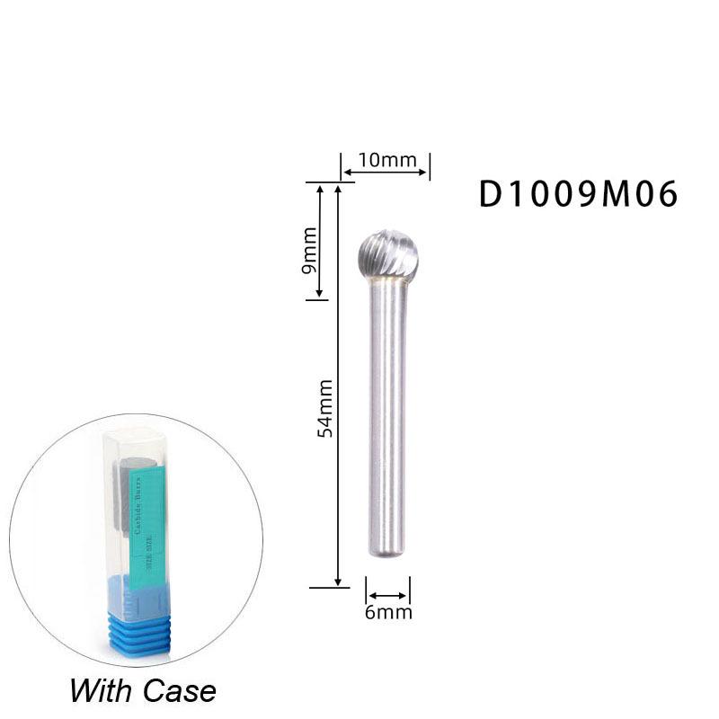 Карбид вольфрамовый вращающийся напильник борфреза инструменты для резьбы шаровая фреза с одним режущим инструментом гравировка с ЧПУ для металла 6 мм 1/4 хвостовик