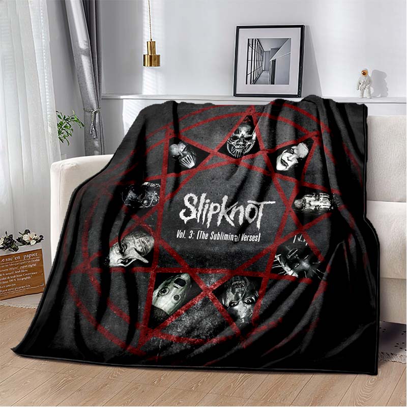 Heavy Metal Band Rap-Metal Music S-Slipknot Album Cover Printed Blanket Flannel Soft Warm Sofa Bed Portable Office Gift Blanket