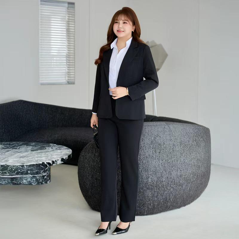 Профессиональный костюм большого размера: Черные и темно-синие пиджаки для официальной одежды - Идеально подходят для собеседований в колледже.