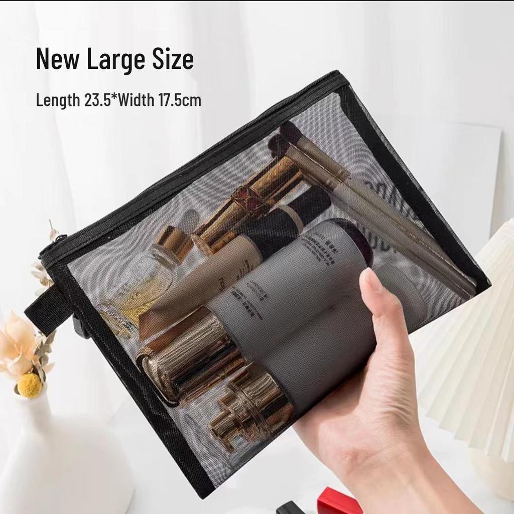 Прозрачная сетчатая косметичка: Вместительная портативная дорожная косметичка для помады и туалетных принадлежностей