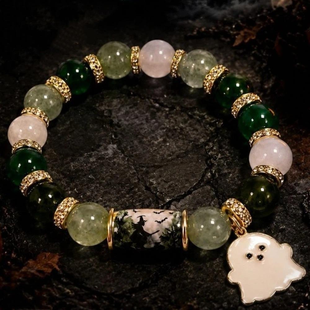 Colorful Beads Beaded Bracelet Elastic Ancient Castle Pumpkin Bracelet Pumpkin Bracelet Halloween
