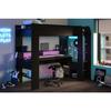 LED Gamer ONLINE Combined Children's Loft Bed - 90 X 200 Cm - Matt Black - Bed Base Included - PARISOT