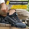 Ultra-Light Safety Shoes Men Steel Toe Anti-Smash Breathable Work Boots For Work As Hiking Rotary Button Adjustable Safety Shoe
