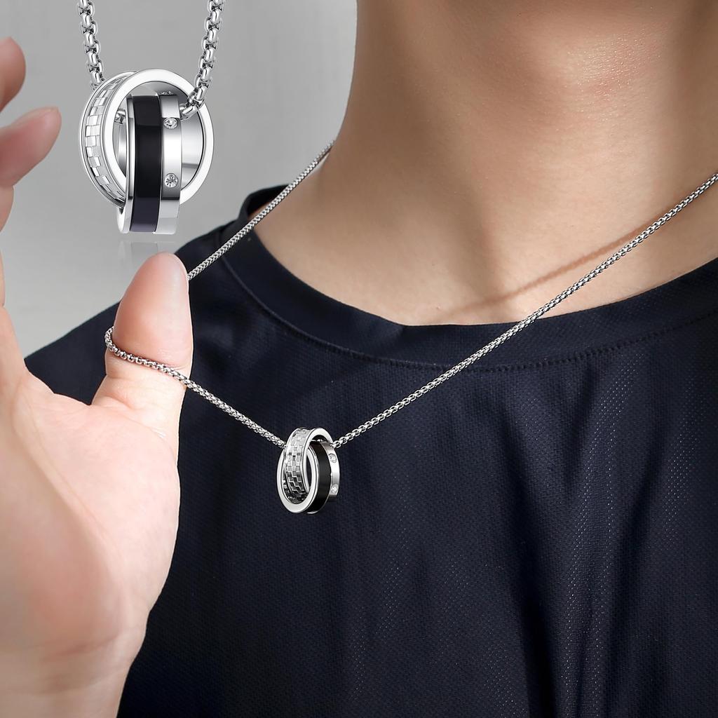 Ожерелье Титан Нержавеющая сталь Сплав Стекло Серебро Черный Аксессуар Ювелирные изделия Подарок Парень День рождения Популярный Годовщина Унисекс День Белый день