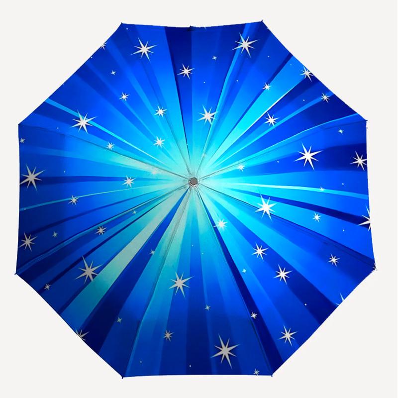 1PC Blue Stars Umbrella-8-Rib Reinforced, Automatic Open, Lightweight & Durable, Cute Fashion Accessory for Outdoor-W114