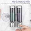 2-pack Manual Soap Dispensers Wall Mount 300ml Bathroom Manually Lotion Shower Soap Wall Mounted Shampoo Dispenser No Drill
