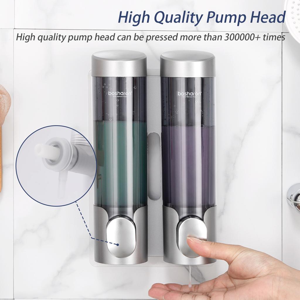 2-pack Manual Soap Dispensers Wall Mount 300ml Bathroom Manually Lotion Shower Soap Wall Mounted Shampoo Dispenser No Drill