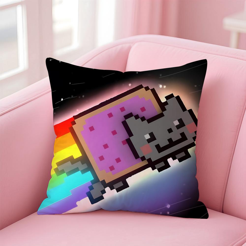 Наволочка для подушки Nyan Cat, для дома и автомобиля, многоцелевая, двусторонняя, мягкая и прочная, для повседневного использования