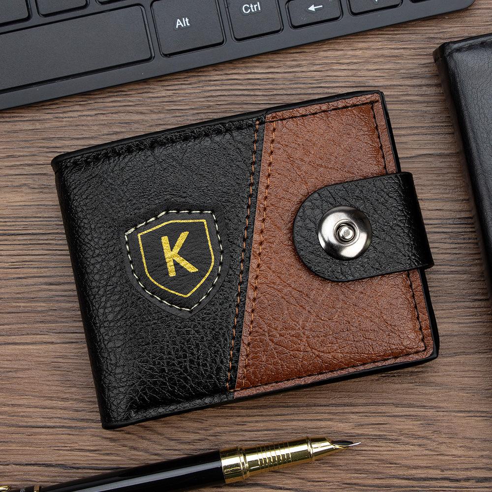 Мужской кожаный кошелек с RFID-защитой, двускладной, короткий, держатель для карт, отделение для монет, застежка на кнопку, винтажный пэчворк, кошелек