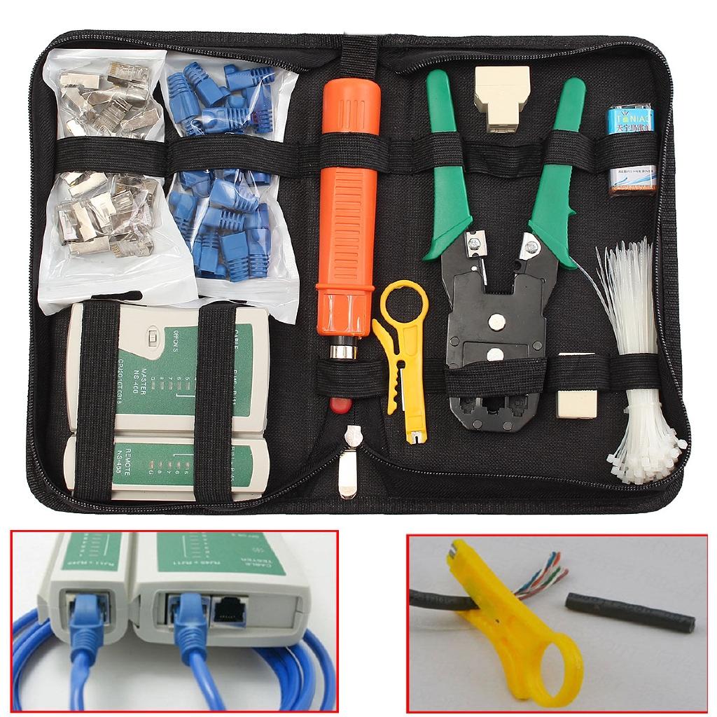 Набор для сети Ethernet LAN Cat5e Cat6 Тестер кабеля RJ45 Набор инструментов для обжима 3 в 1