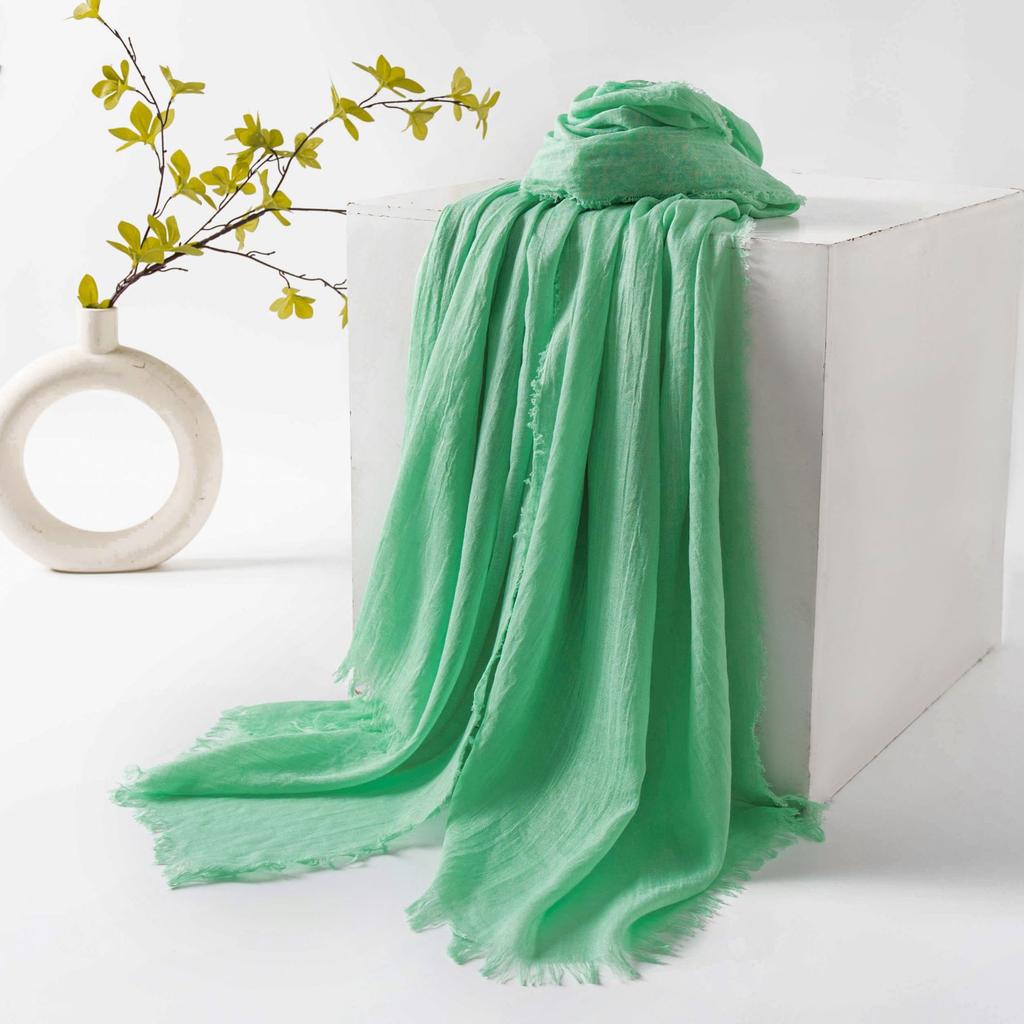 Spring and summer sunscreen scarf imitation cotton and linen solid color simple shawl women's high-end silk scarf yarn headscarf women's cross-border