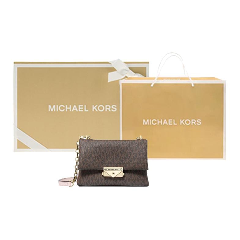 MICHAEL KORS MK Cece Coated Canvas Crossbody Bag, Shoulder Bag Regular Women's Brown & Pink 35F2G0EC5B-POWDER-BLUSH