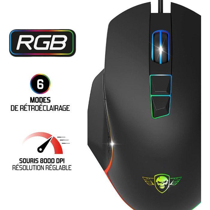 Souris Gamer - Spirit Of Gamer - PRO M1 - RGB Filaire - 8000 DPI - 7 Boutons Programmables