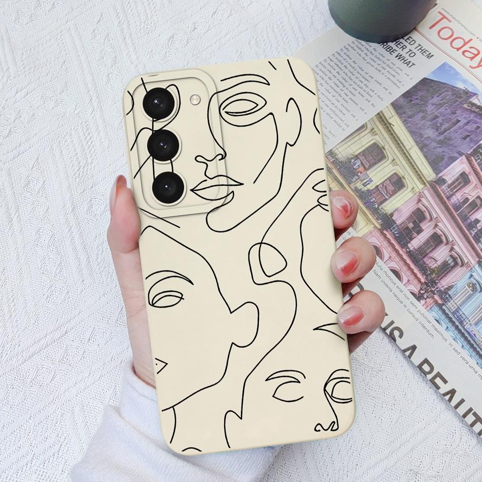 For Samsung Galaxy S23 Ultra Plus FE Phone Case Cartoon Shockproof Liquid Silicone Camera Protection Black Cover Bumper Fundas