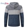 Cozy Up Autumn  Hooded Warm Sweater for Men with Thick and Velvet Men Knitted Sweatercoats Patchwork Jacket Male