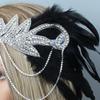 Feather Headband Vintage Style 1920s Flapper Headband Rhinestone Decor Headpiece for Parties Formal Occasions