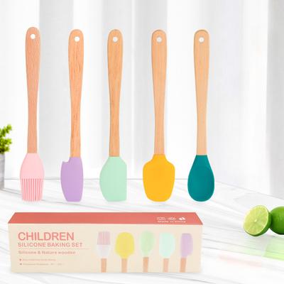 Пищевой силикон для приготовления масла, многоцветная мини-лопатка, крем для торта, масляная кисть, бамбуковая ручка, инструменты для выпечки, многоцелевые