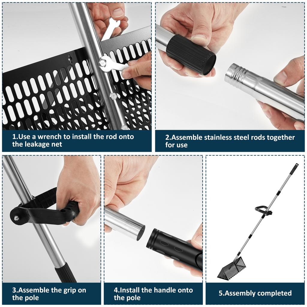 Песчаные блохи Грабли Нержавеющая сталь Песочный просеиватель Съемная длинная ручка 52/68 дюймов Складной просеиватель с зубами акулы для пляжного песка Краб