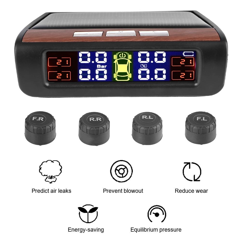 Солнечный USB TPMS Система контроля давления в шинах автомобиля Интеллектуальная с 4 внешними датчиками 0-3,5 бар Сигнализация давления в шинах T12 Вращающийся держатель