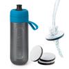 Brita 600ml Portable Water Bottle with Direct Drinking Function, Includes 3 Filter Cartridges, Fill & Go Active Blue [Official Japanese Product]