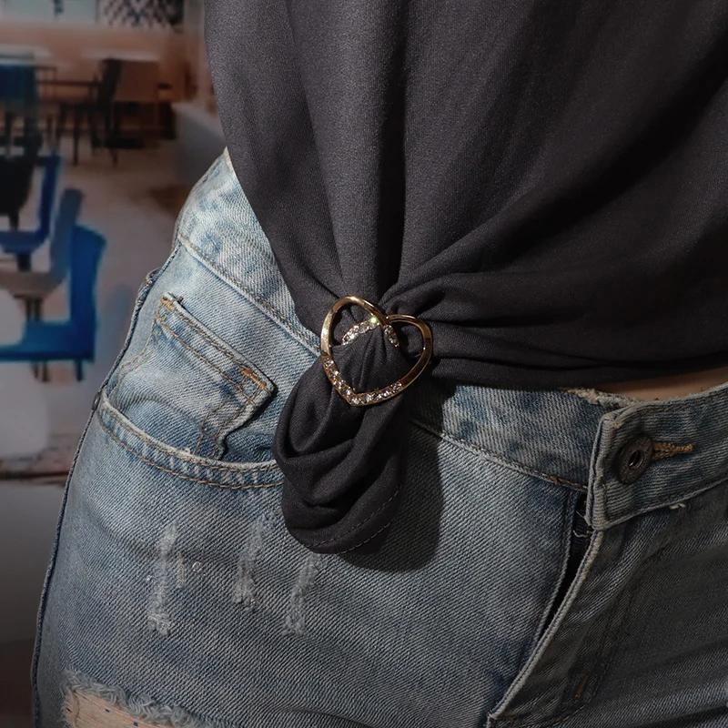 T-Shirt Heart Scarf Brooches  Silk Scarf Buckle Brooch Shawl Ring Clip Scarves Fastener Knotted Button Pin Accessories