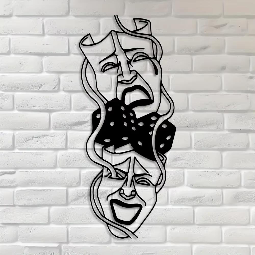 Comedy Tragedy Metal Wall Art Home Theater Living Room Decor Wall Sticker Perfect Comedy Tragedy Home Theater Decor