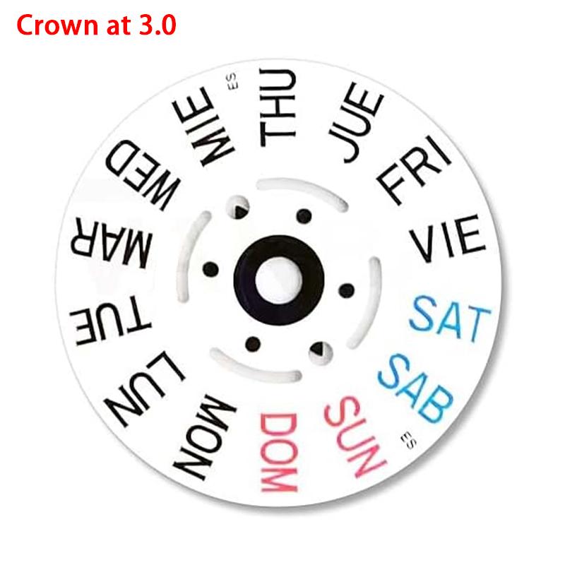 Black/White Date Week Wheel NH35 NH36 Movement Arabic Movement Dial Fits NH35 NH36 Automatic Movement Crown At 3.0 or 3.8 Oclock