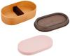 Showa Bento Wood Grain Clean Microwave and Dishwasher Suitable for Men and Made in 4979541 Box, Resin, Oval, Pink, Coat, Safe, 600ml, Women, Japan,
