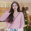 Базовый женский вязаный свитер Basic House с пайетками и V-образным вырезом
