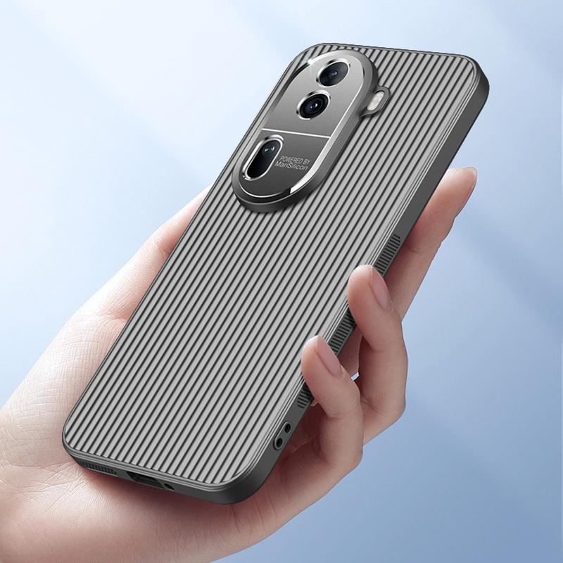 Для Oppo Reno 12 11 Pro металлическая защита объектива «все включено» с прямыми краями, гофрированная, нескользящая противоударная задняя крышка для ПК