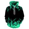 3D Blue Flame Collection Printed Pullover Sweatshirt Men's Hooded Sweatshirt
