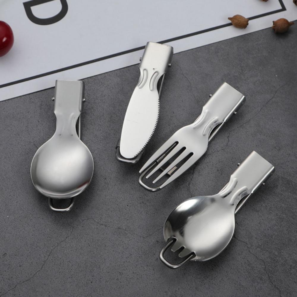 Picnic Travel Tableware Utensils Stainless Steel Camping Fork Cutlery Spork Spoon