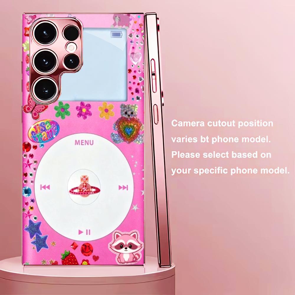 Pink phone sticker Madam pink Glass PhoneCase for Samsung Galaxy S26 S25 S24 S23 S22 S21 FE Ultra Plus Dropresistant Female