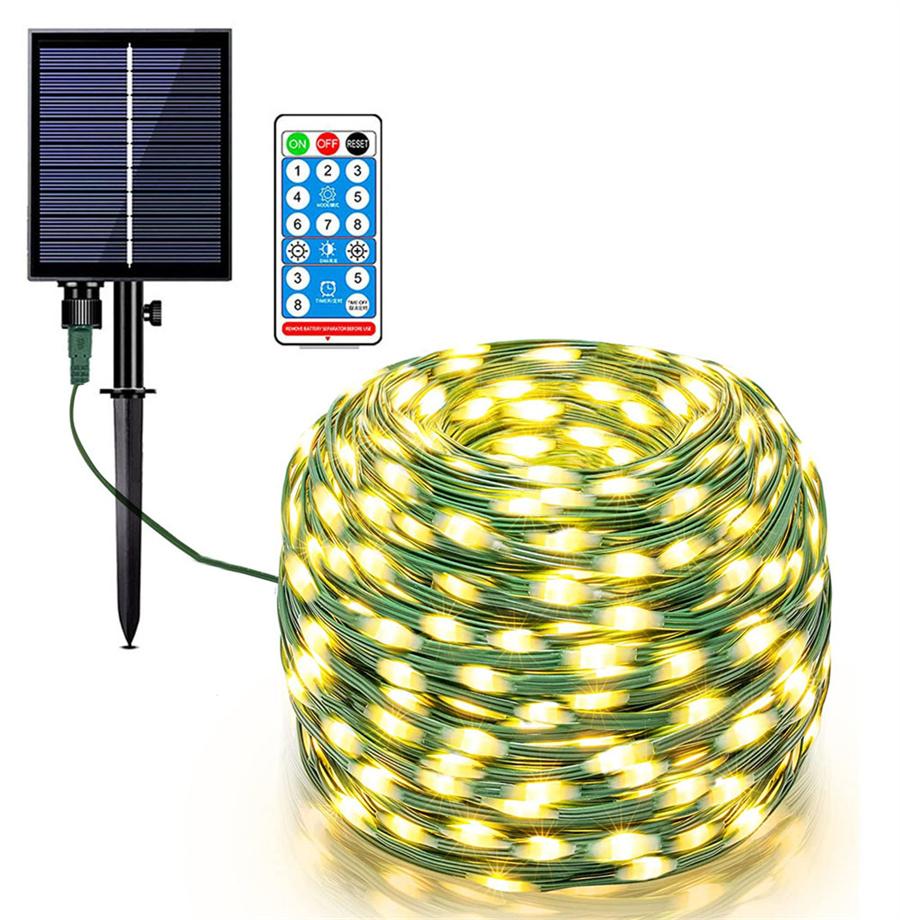 20 м 50 м 100 м солнечная гирлянда на открытом воздухе ПВХ веревка гирлянда на солнечной батарее рождественская гирлянда для украшения деревьев, заборов, бассейнов
