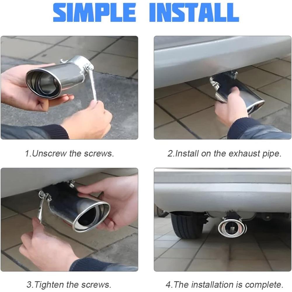 Выхлопная труба автомобиля, глушитель из полированной нержавеющей стали с болтовым креплением, модифицированная наклонная выхлопная труба, совместимая с задними выхлопными трубами большинства транспортных средств