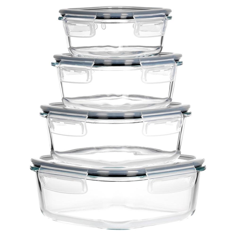 4X Heat-Resistant Glass Kitchen Food Containers Set