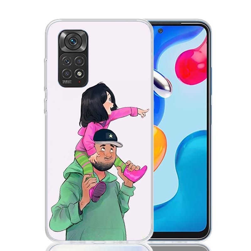 Чехол для телефона 'Папа и Девочка Мальчик' для Xiaomi Redmi Note 15 14 13 12S 12 Pro Plus 11S 11E 11 11T 10S 10 Арт Мягкий Узор Чехол Красный