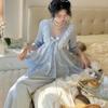 Ayollar 2 dona Pijama To'plami Frantsuz Saroyi Uslubidagi Malika Uxlash Kiyimi Pijamalar Kostyumi Bahor Yoz Yarim Yengli Shim Uy Kiyimi Dam olish Kiyimi