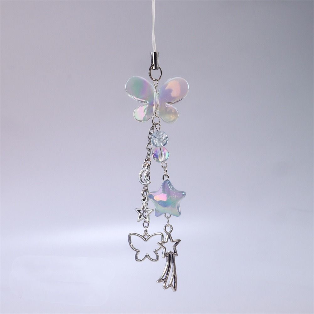 Pink Kawaii Y2K Star Phone Charms Pendant Cute Butterfly Bead Handmade Sweet Girl Keychain For Camera New