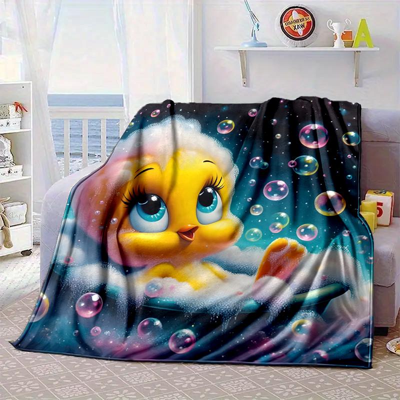 Yellow Bird Nightly Dreams Greeting Blanket Flannel Blanket for bed, sofa, Camping, Hiking, Picnic Essentials, gift for family Fan gifts