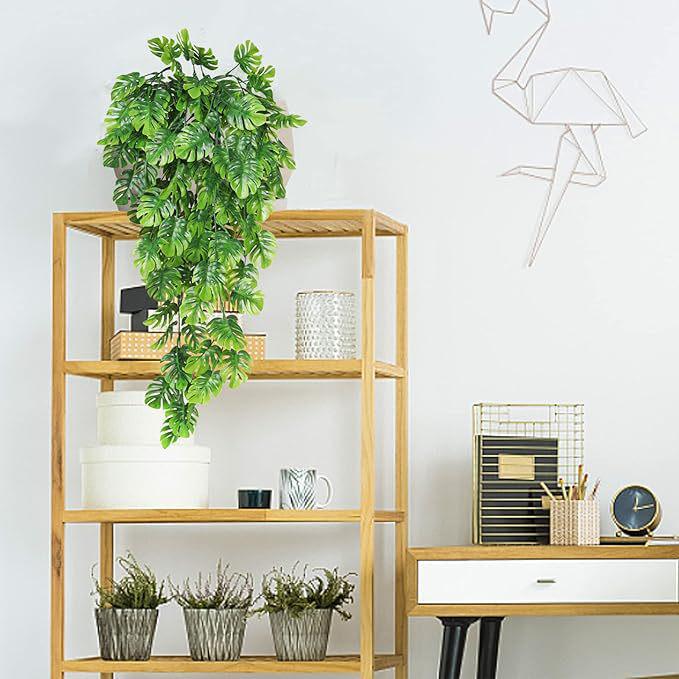 Simulated Turtle Leaf Green Vine Wall Hanging - Floral Persian Fern Leaf Art