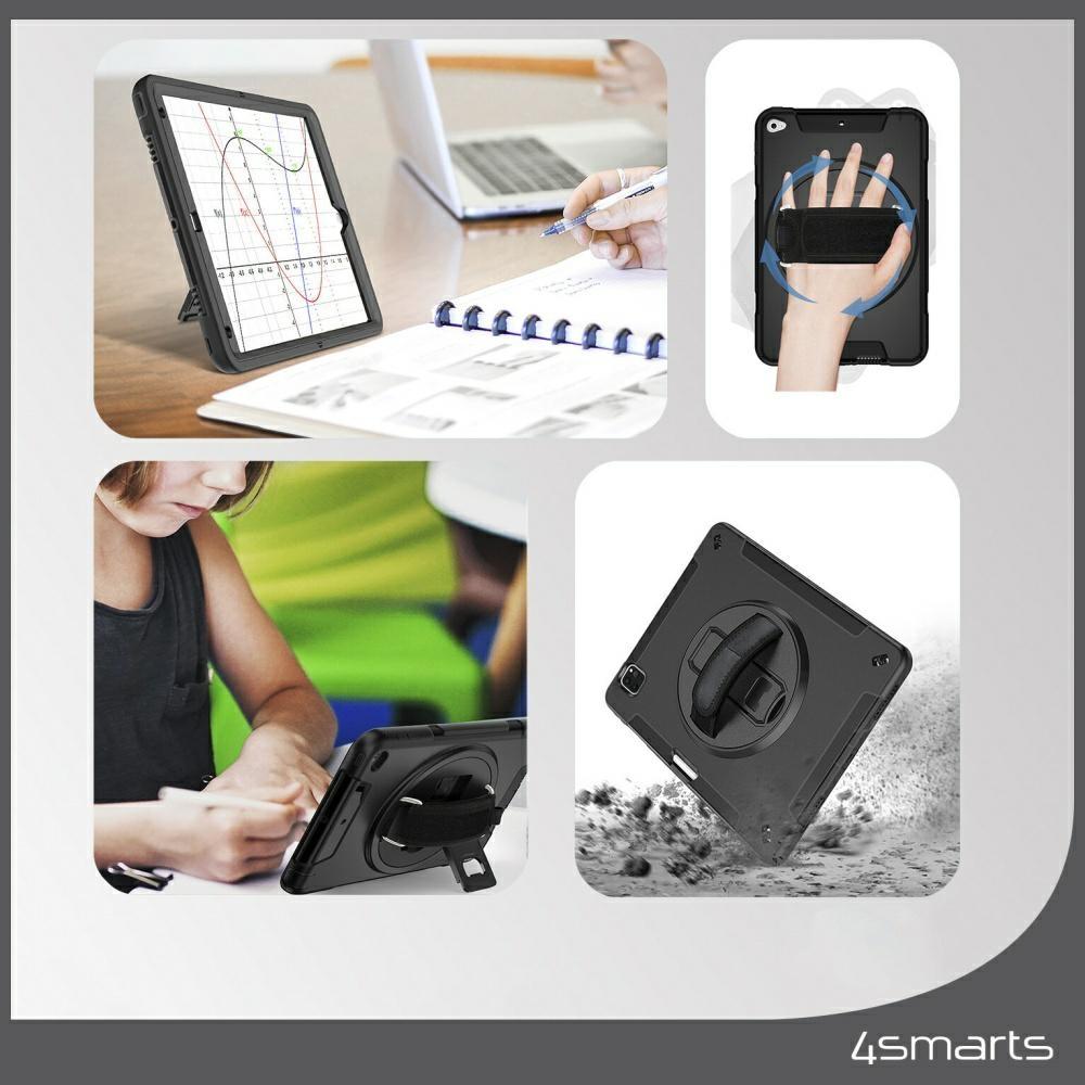 Pancerne etui z uchwytem 4smarts Rugged  Case Grip do Samsung Galaxy Tab S10 Lite / S10 FE / S9 FE / S9 / S8 / S7 czarny