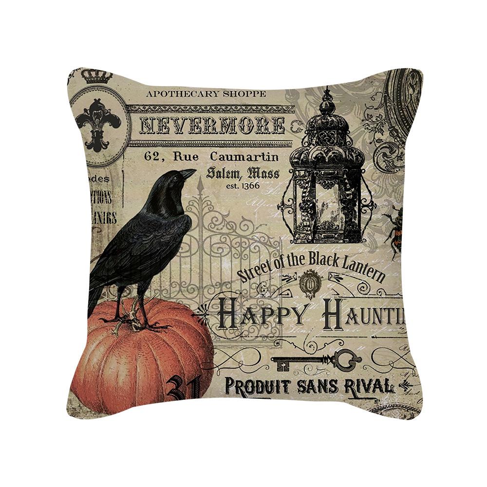 Halloween Cartoon Pumpkin Moon Bat House Decoration Pattern Pillowcase Bedroom Living Room Sofa Cinema Car Garden Pillowcase