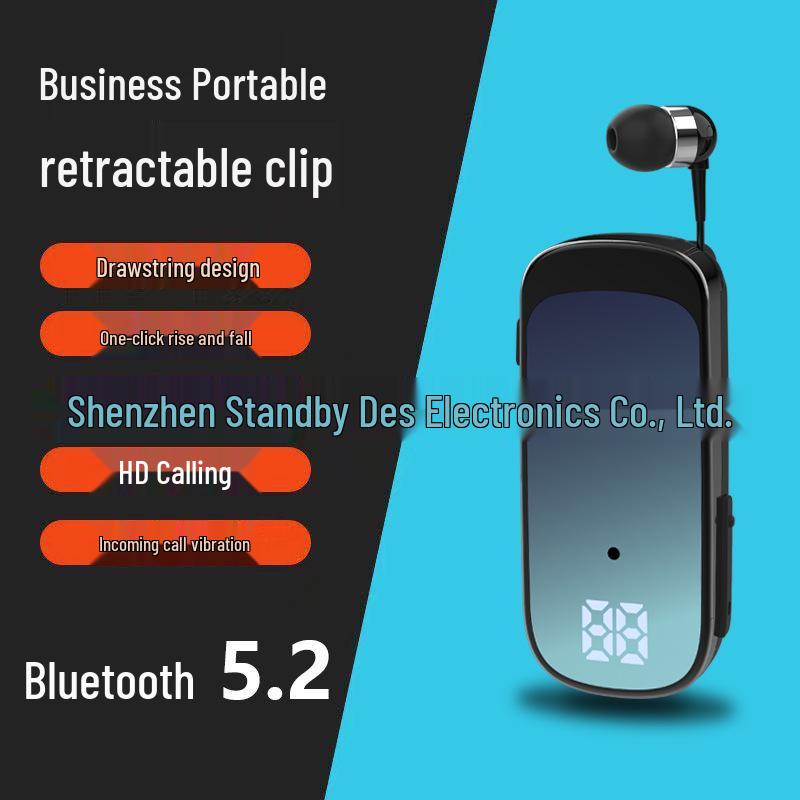Bluetooth-наушники с клипсой для звонков и музыки, 20-часовая работа от аккумулятора, голосовое оповещение о номере входящего вызова