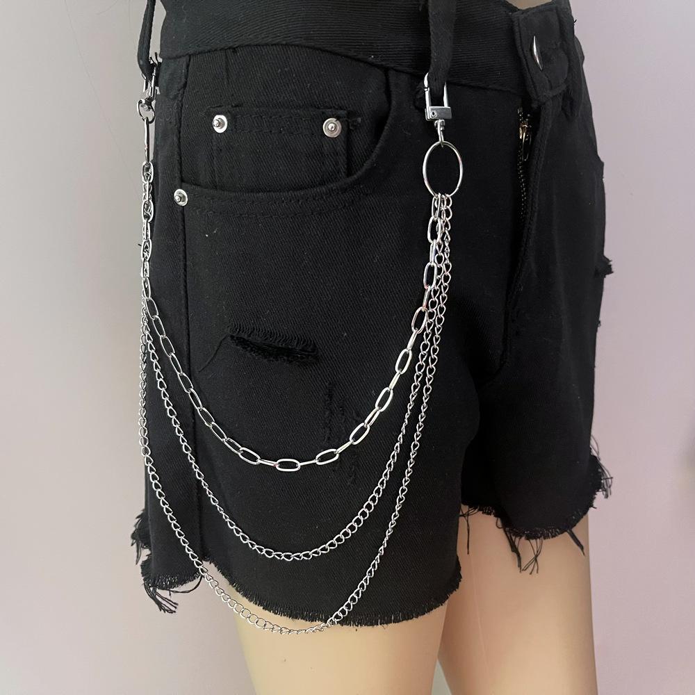 DIEZI Hip Hop Vintage Car Jeans Pants Key Chain Ring For Women Men Hip Hop Multilayer Star Tassel Chain Pendant Chain For Bag