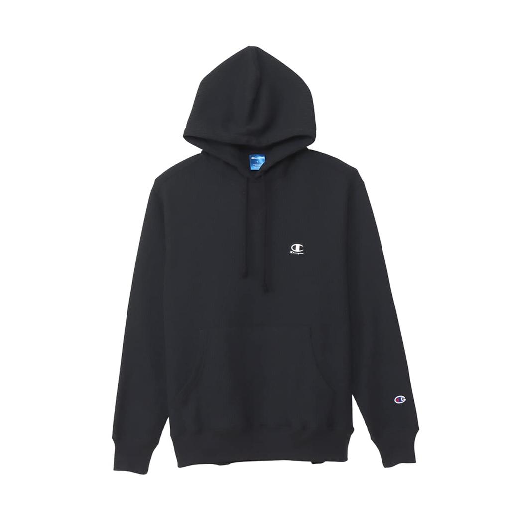 Hoodie Long Sleeve Thermal Script Logo Hooded Sweatshirt Sports Black M [Champion] Men's C3-YS408
