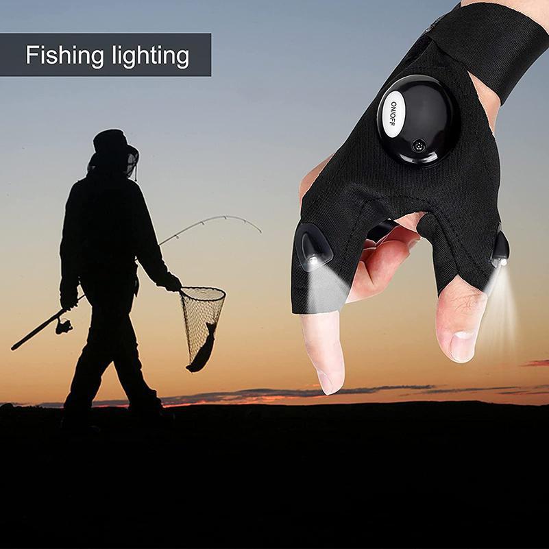 2PCS LED Flashlight Gloves Gifts for Men Handsfree Lights for Fishing Camping Hiking Repairing