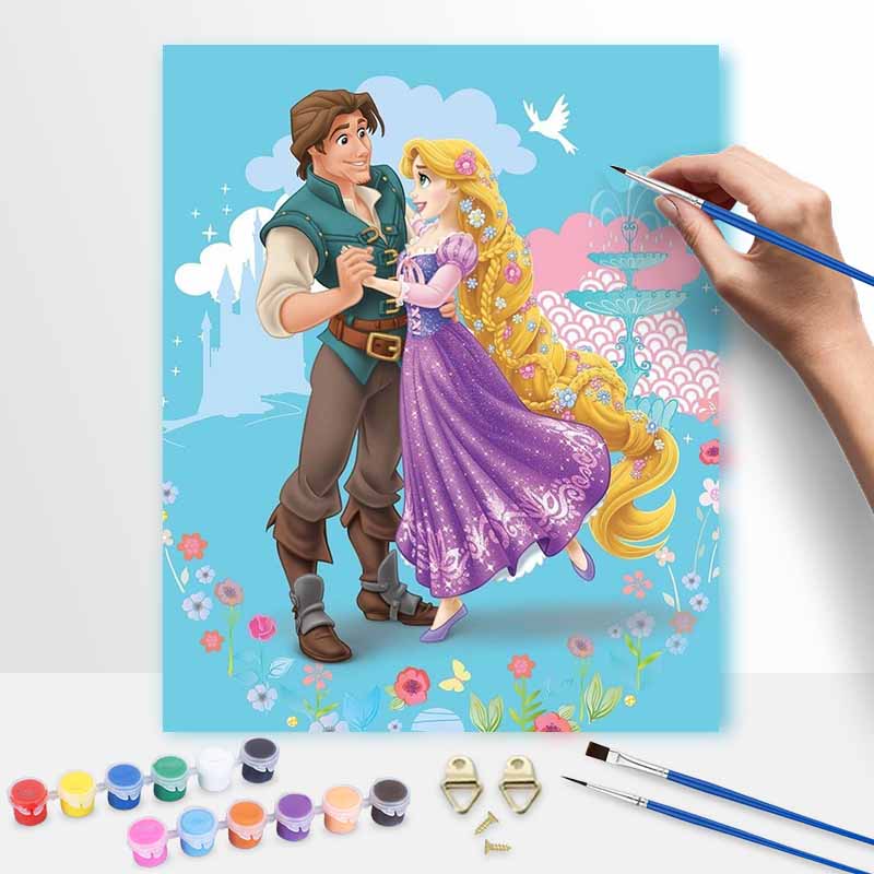 Disney Набор для рисования маслом Рапунцель и Флинн своими руками, Арт-картина, Декор для дома, Ручная работа, Подарок для романтических пар, Сцены любви, Декор для рукоделия 129